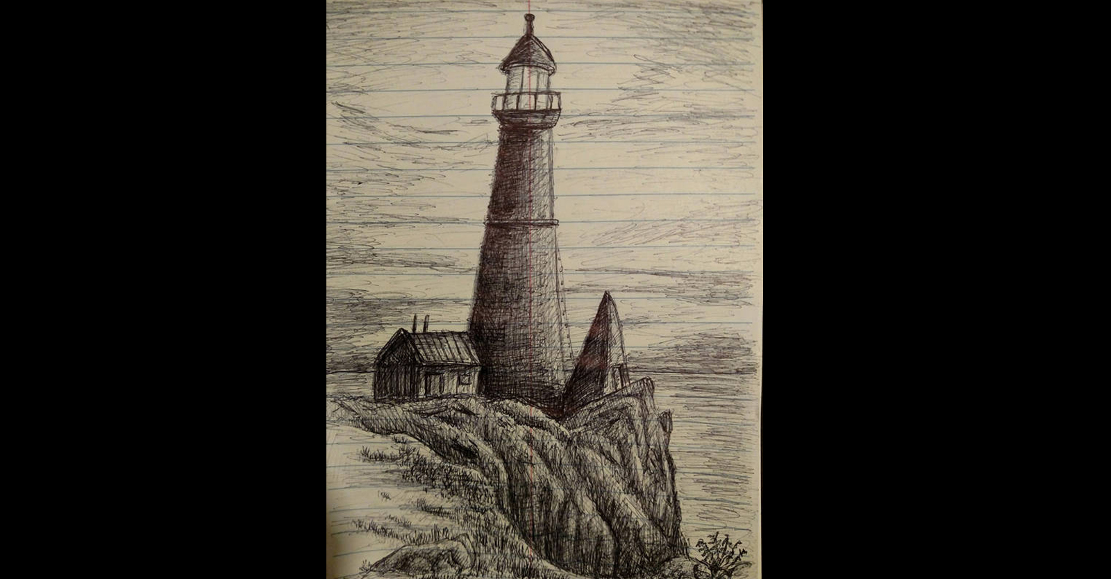 Kenneth Gomez Art Drawing Light House Ink
