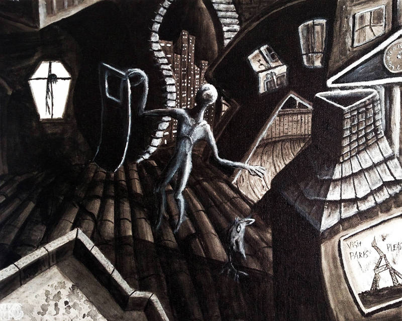 Kenneth Gomez Art acrylic painting A nights Visit